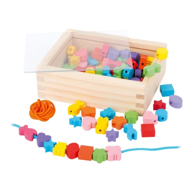 Small Foot Wooden Bead Stringing Shapes in Box