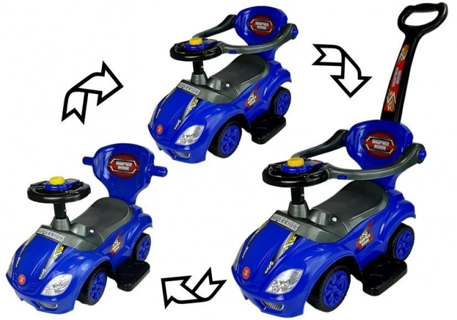 Mega Car 3v1 Push Ride Blue