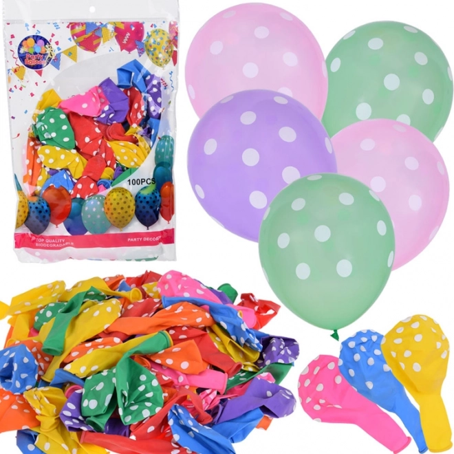 Palloncini colorati con pois bianchi - set da 100 pezzi