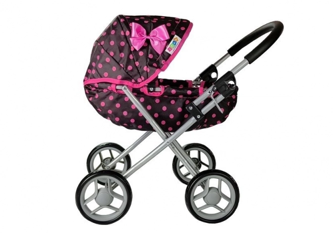 Alice doll stroller black with pink polka dots