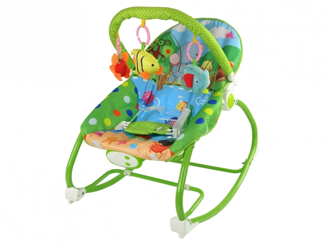 Green Baby Rocker and Bouncer with Sounds and Vibration