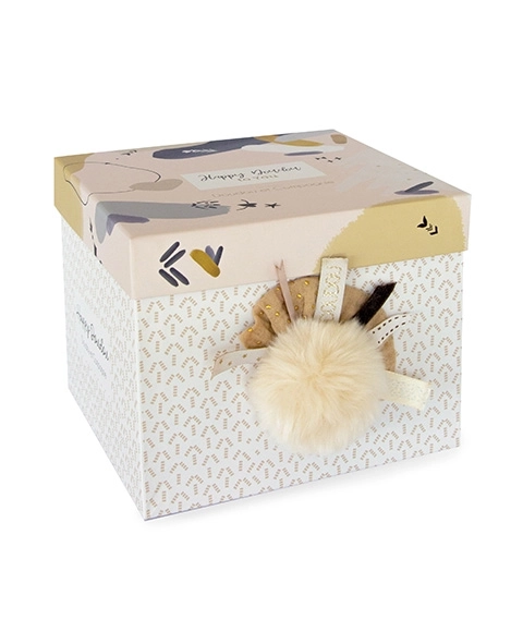 Gift Set - Plush Rabbit with Beige Pom Pom