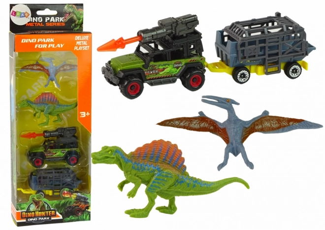 Dinosaur Adventure Car Set with Rocket and Trailer