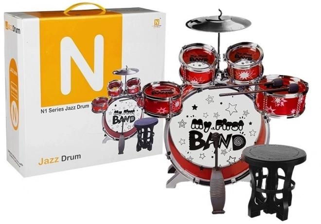 Red Children's Drum Set with Chair