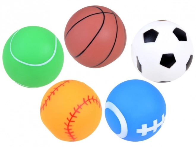 Colorful Squeaky Rubber Ball Set of 5