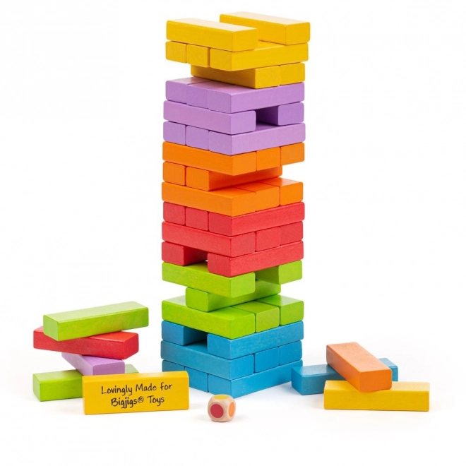 Colorful Wooden Jenga by Bigjigs Toys