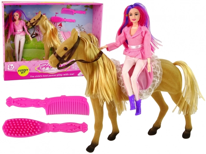 Rider Doll with Brown Pony Figures