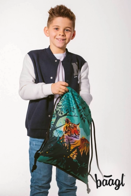 BAAGL Drawstring Bag with Tiger Design