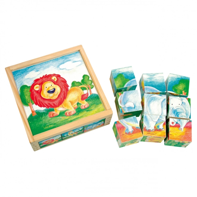 Bino wooden picture cubes wild animals