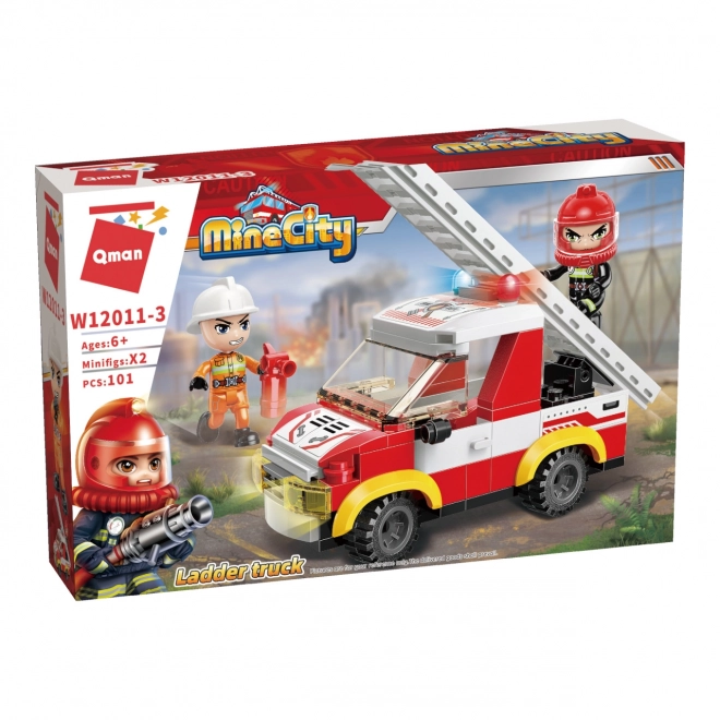 Qman Mine City Fire Ladder Truck