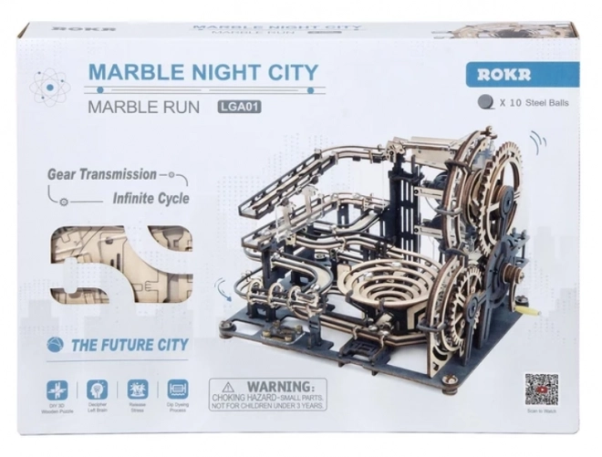 Robotime Rokr 3D Wooden Puzzle Marble Run: Night City