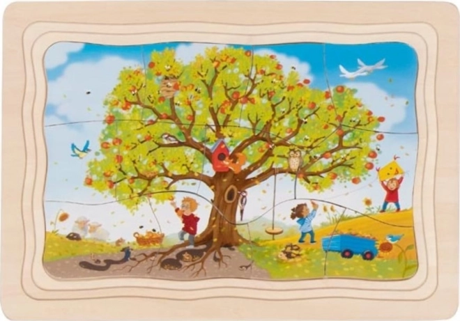 Multilayer Puzzle of Apple Tree in Different Seasons