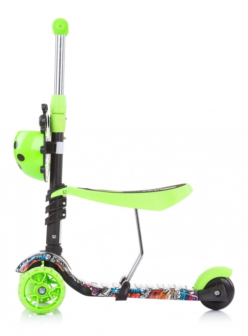 Chipolino Scooter with Parent Handle Kiddy Evo 3-in-1 Ocean – Green Graffiti