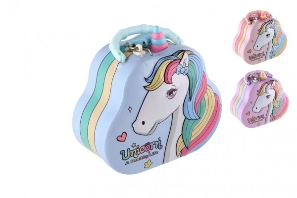 Tin Unicorn Handbag Money Box with Lock