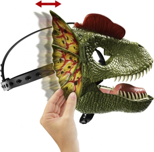 Dilophosaurus maska Jurský svet so zvukmi a vodným efektom