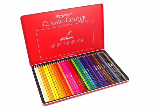 Set of 36 Artistic Colored Pencils in Metal Tin