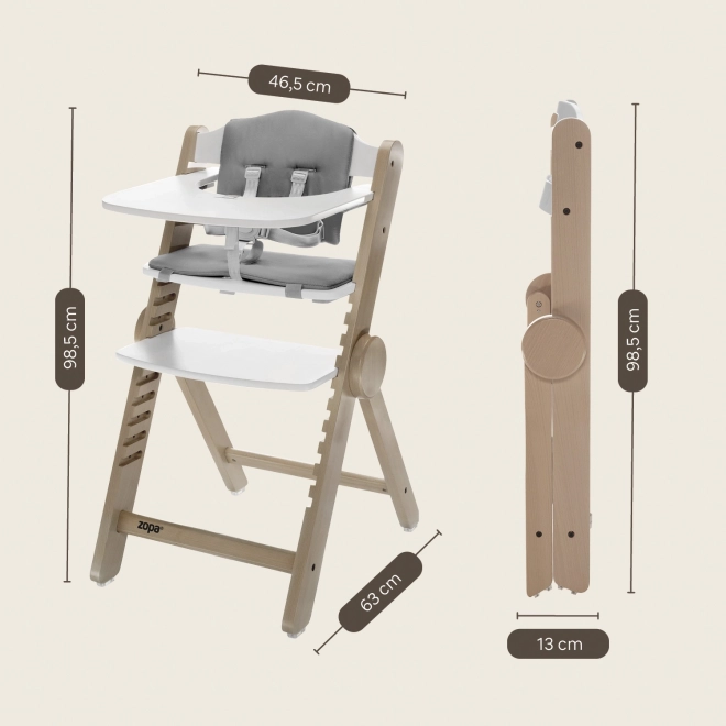 Wooden High Chair Clipp & Clapp Grey