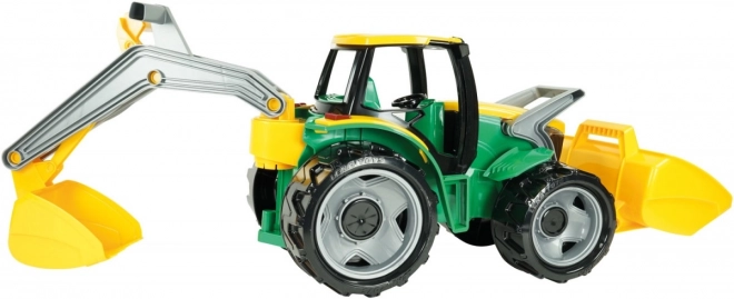 Green And Yellow Tractor With Loader And Backhoe