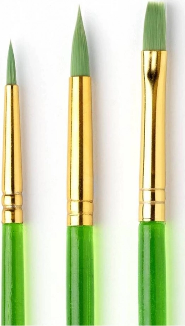 Face Paint Brushes Set - 3 Pieces - Green