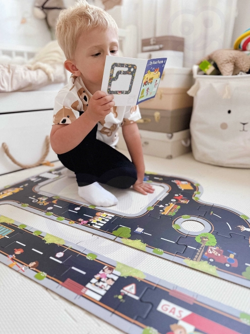 Woopie Green Stadtpuzzle für Kinder - Autorennbahn