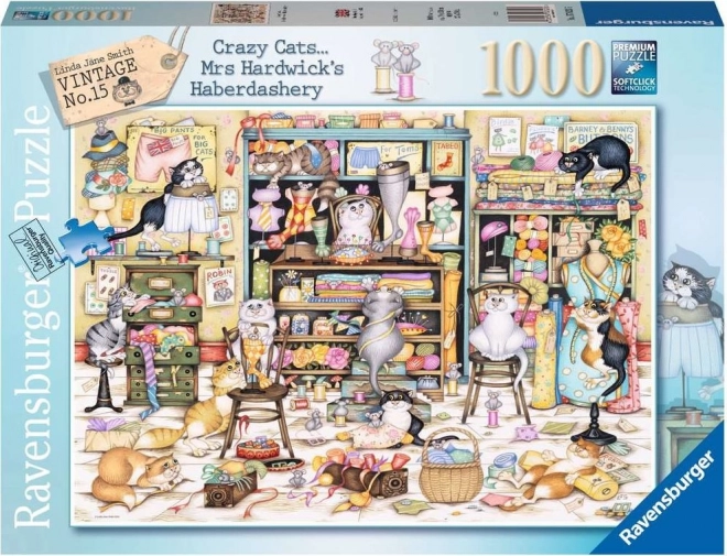 Ravensburger Puzzle Crazy Cats: Playful Cats in the Haberdashery 1000 Pieces