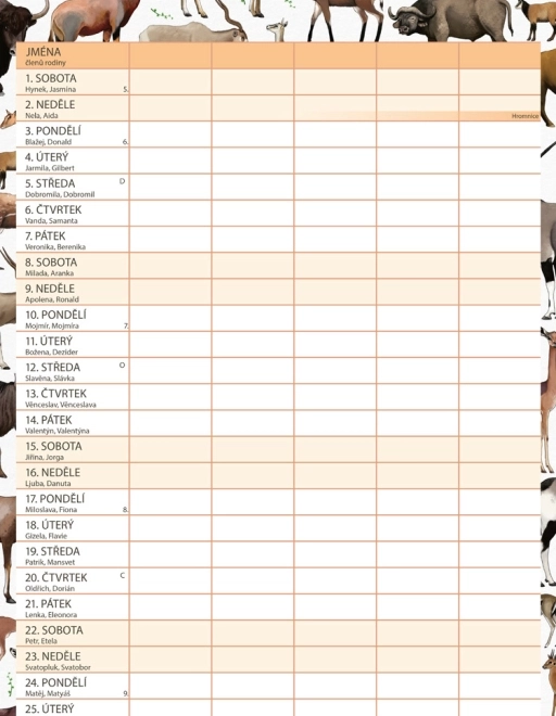 Family Planning Calendar Animalium 2026