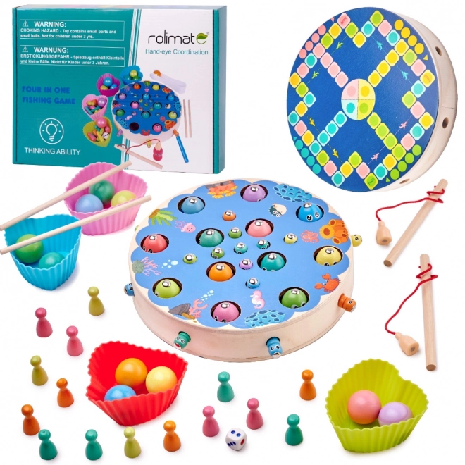 Family Dexterity Game Fishing Caterpillars Montessori