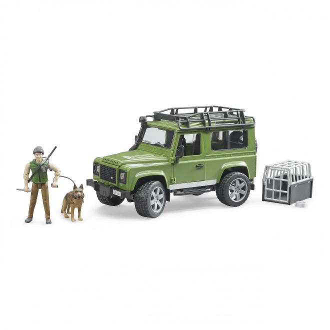 Bruder Land Rover Defender with Ranger Figure and German Shepherd