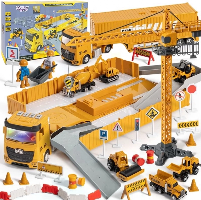 Woopie bouwvrachtwagen 6-in-1 met kraan en accessoires
