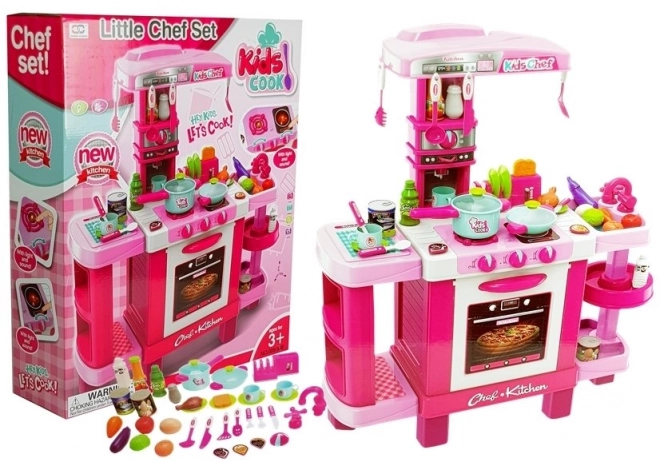 Large Pink Kids Kitchen Set with Toaster and Coffee Maker