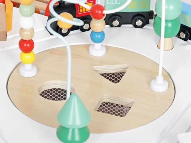 Wooden Interactive Play Table with Xylophone and Car Track