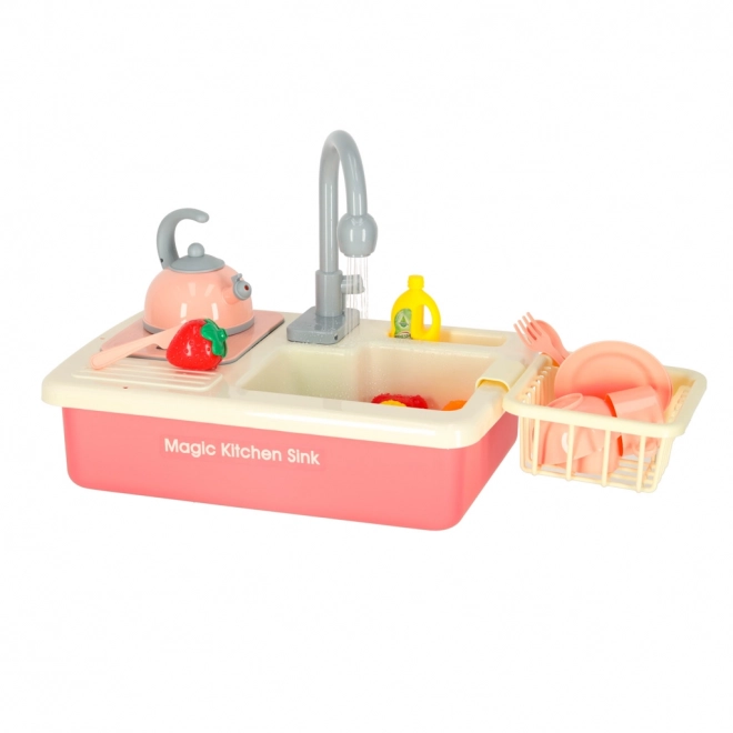 Toy Kitchen Sink Set with Accessories Pink