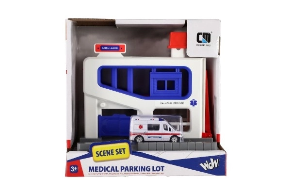 Parking Garage with Ambulance Car Toy Set