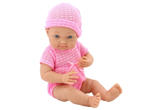 Baby Doll in Pink Outfit with Cap and Pacifier