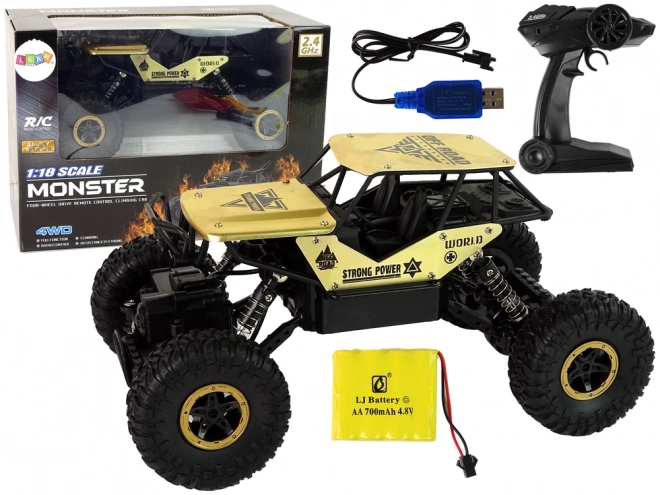 High Wheels Remote Control Car for Kids - Black and Gold