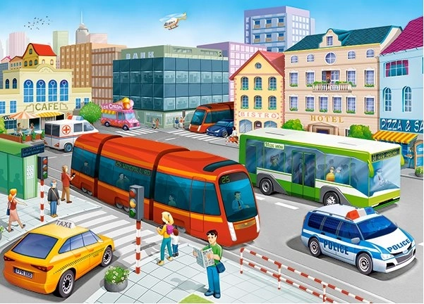 Colorful City Square Puzzle for Kids