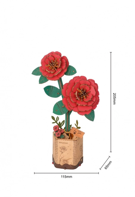 Wooden 3D Puzzle Red Camellia