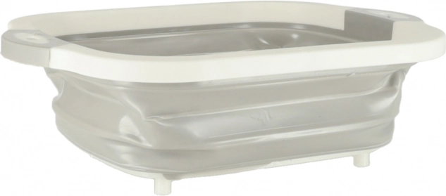 Collapsible silicone bowl with a drain and chopping board