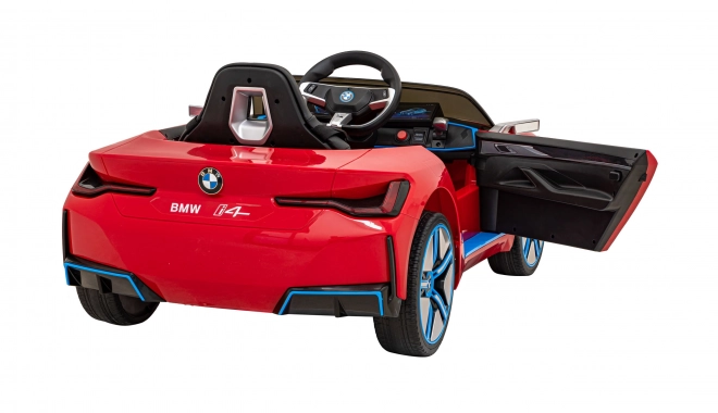 Auto BMW i4 na akumulátor pre deti biele – Červené