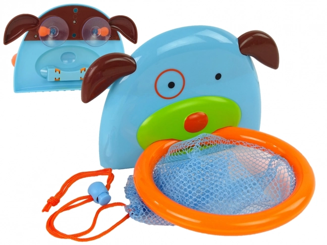 Bath Toy Mini Basketball Dog with Rubber Fish