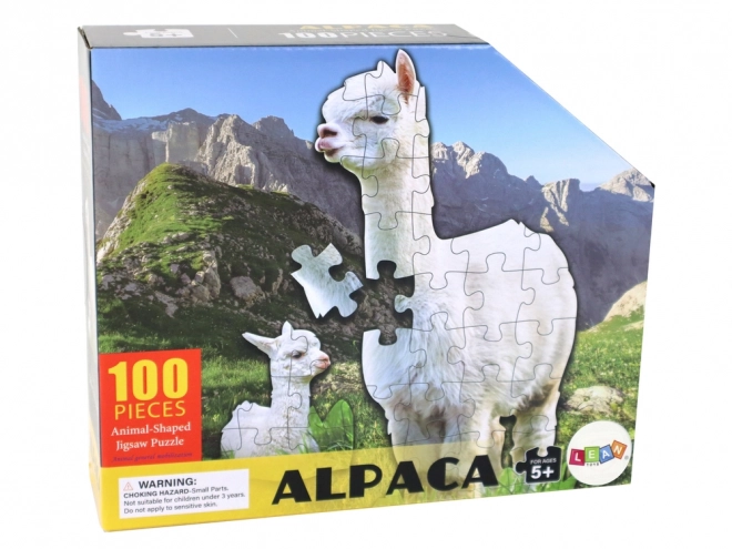 White Alpaca Animal Theme 100 Piece Puzzle