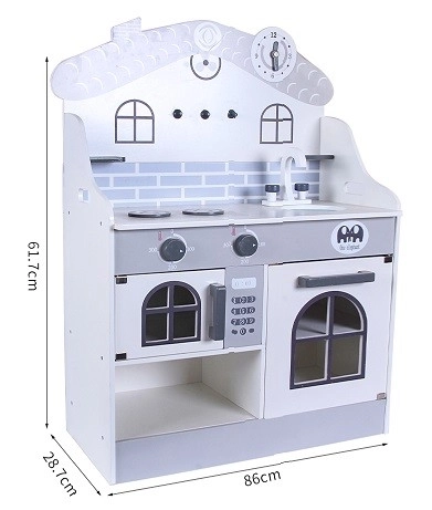 Wooden Play Kitchen with Light and Accessories