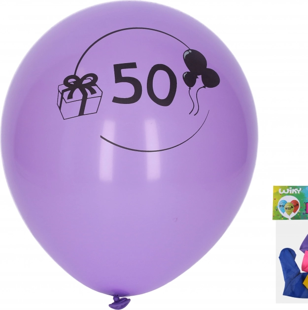 Ballonnen 30 cm met het getal 50, mix van kleuren – set van 5 stuks