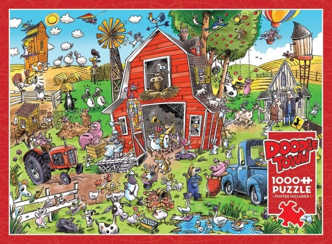 Cobble Hill Puzzle Doodletown: Crazy Farm 1000 Pieces