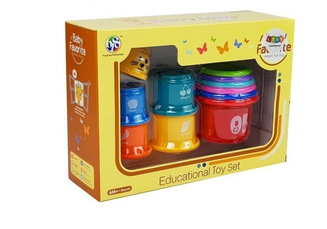 Rainbow Baby Stacking Cups With Kitten Designs