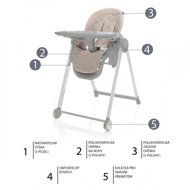 Adjustable High Chair Space in Blossom Pink & Grey