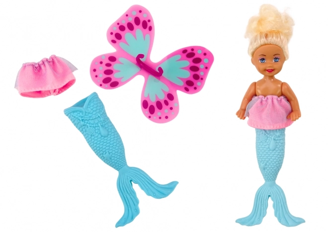 Mini Mermaid Fairy Doll with Tail and Wings