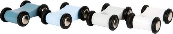 Four cars with rubberized wheels