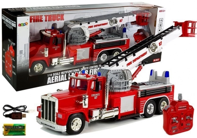 Fire Truck with Extending Rotating Ladder RC Sound Sirens Lights