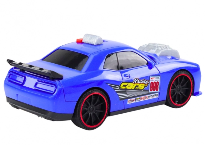 Interactive Blue Racing Car with Lights and Sounds